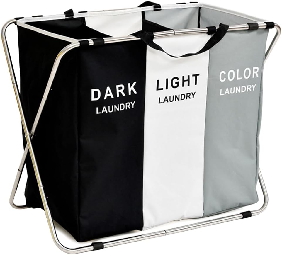 SmartHacks Premium 3-Compartment Foldable Laundry Basket