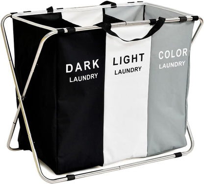 SmartHacks Premium 3-Compartment Foldable Laundry Basket