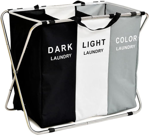 SmartHacks Premium 3-Compartment Foldable Laundry Basket