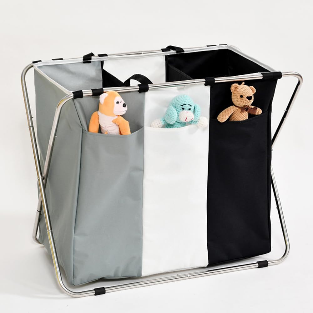 SmartHacks Premium 3-Compartment Foldable Laundry Basket