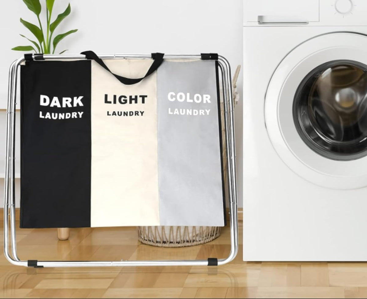 SmartHacks Premium 3-Compartment Foldable Laundry Basket